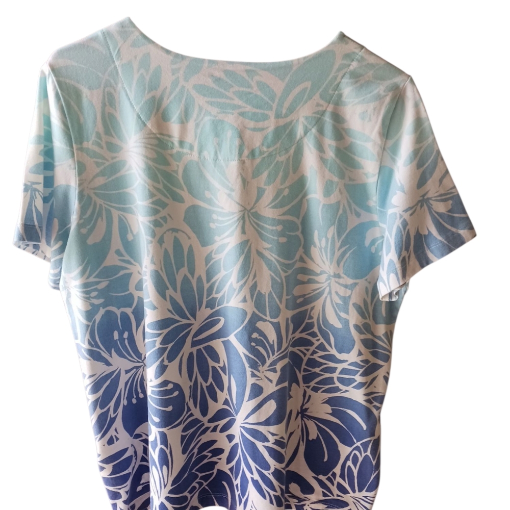 NOT FOR SALE Alfred Dunner Aqua and White Floral Blouse - Picture 3 of 4
